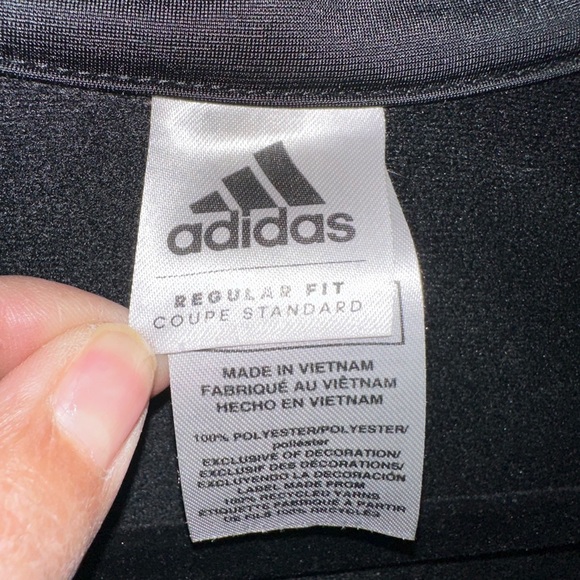 Adidas Zip Up Jacket Black with Tri-blue color Trim Youth L 14 - Picture 8 of 9